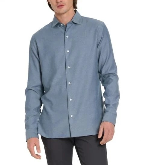 Ted Baker Men's Long Sleeve Button-Up Shirt, Blue, Size L