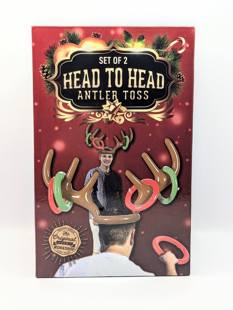 Inflatable Reindeer Antler Hat Ring Toss Game Christmas Party Kid Gift X2