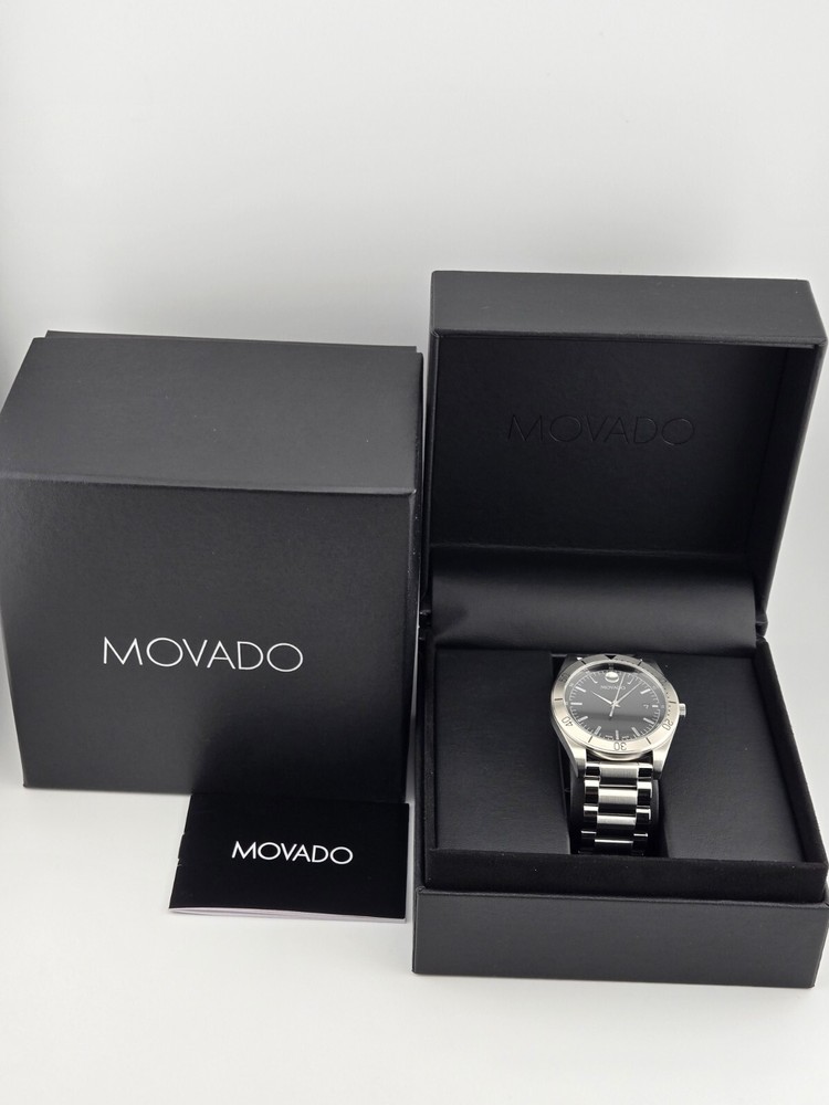 Movado Men's Sports Series Black Dial Stainless Steel Watch 0607990 ($1195 MSRP)