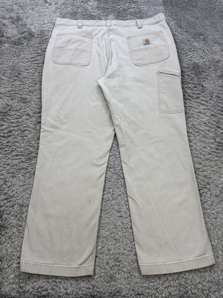 Carhartt Pants Mens 40x30 Beige Canvas Relaxed Fit Cargo Workwear 102291 232