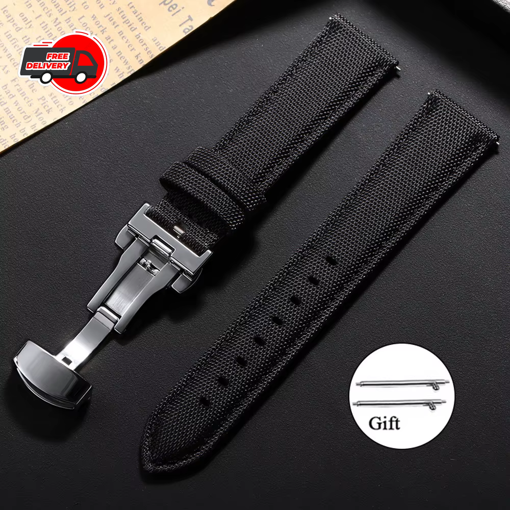 Sailcloth Watch Strap 20Mm 22Mm for Omega for Seiko Business Nylon Butterfly Buc