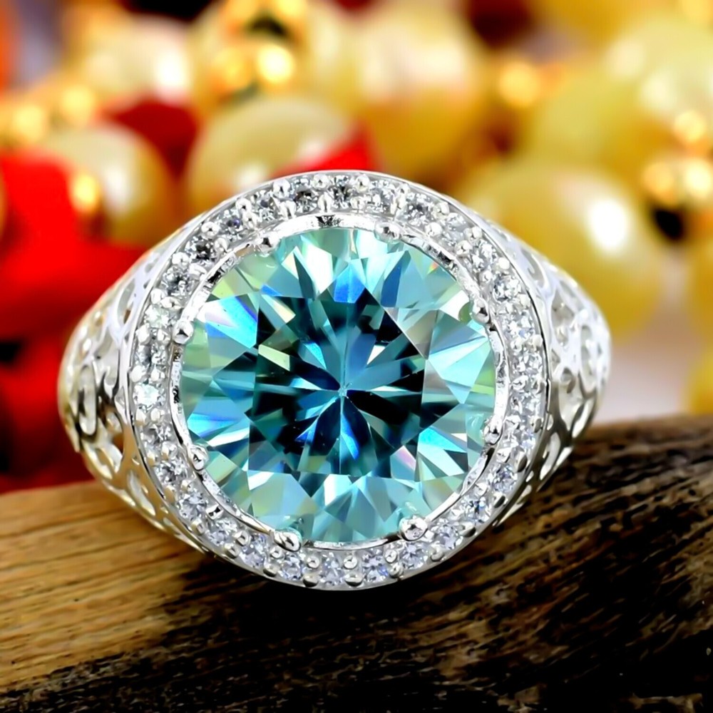 6.00 Ct Certified Blue Diamond Ring Wedding Gift in 925 Sterling Silver