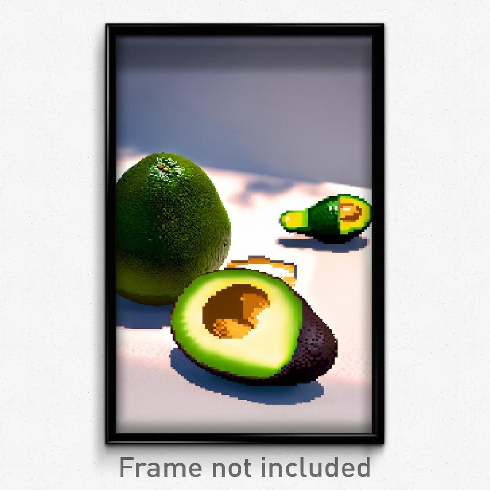 8 Bit Trippy Avocado Pixel Art Glossy Poster - Psychedelic Video Game Print