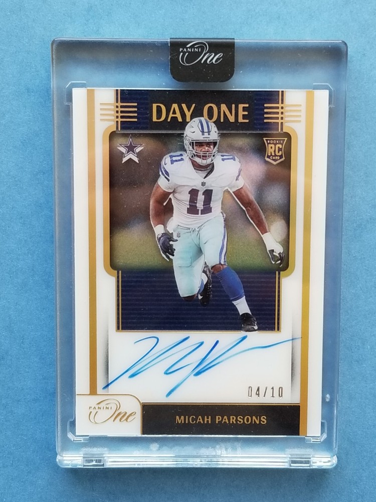 MICAH PARSONS 2021 PANINI ONE GOLD DAY ONE RC ROOKIE AUTO AUTOGRAPH 4/10 COWBOYS