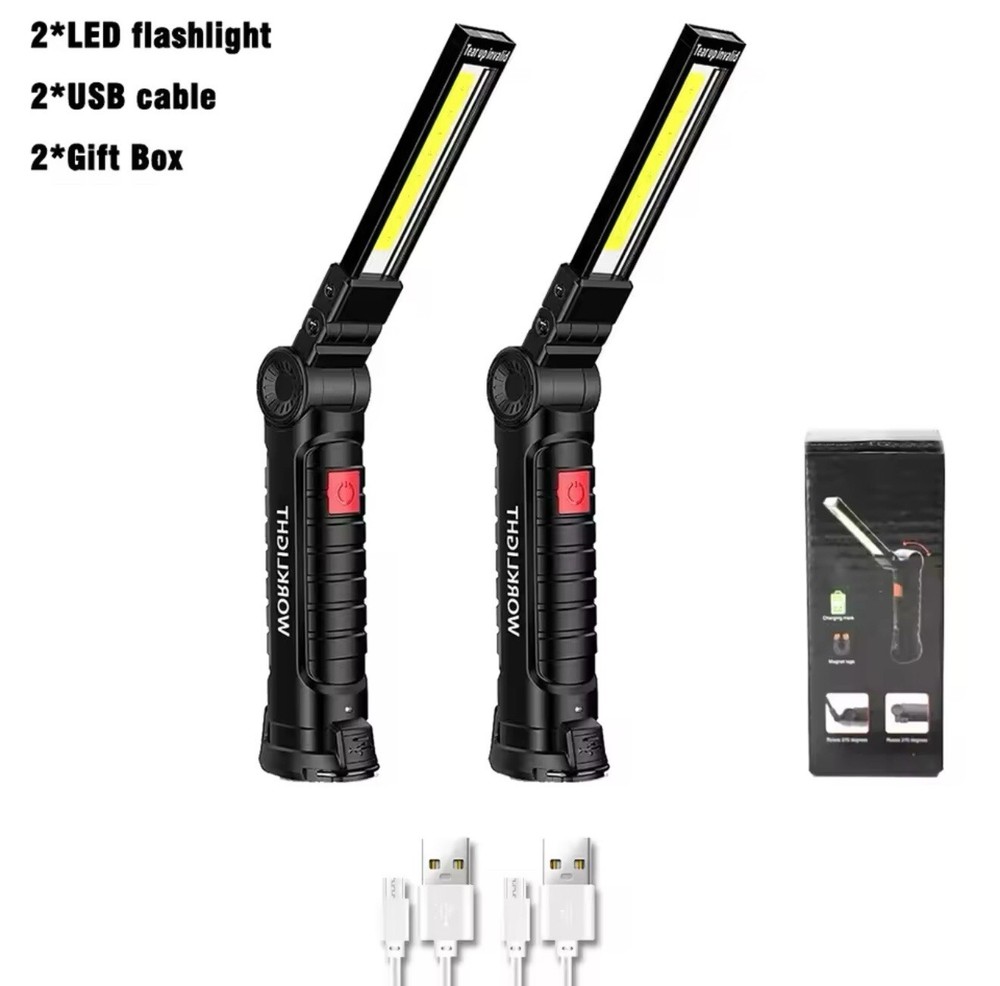 2x LED Folding Flashlight Portable & Magnetic For work.