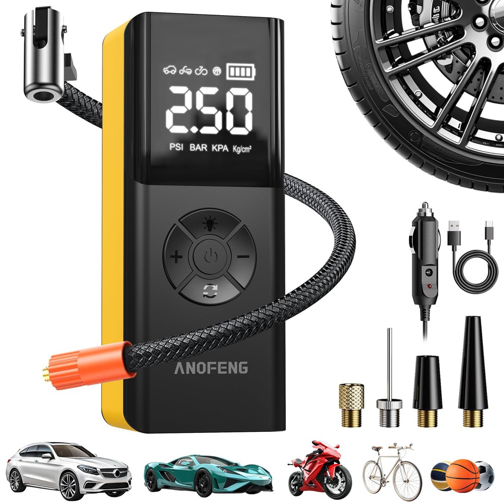 Portable Cordless Tire Inflator Air Compressor Bike Pump Digital Dual Valves