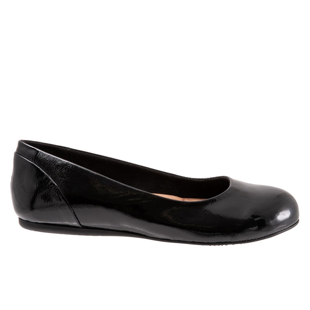 Softwalk Sonoma S1862-005 Womens Black Leather Slip On Ballet Flats Shoes