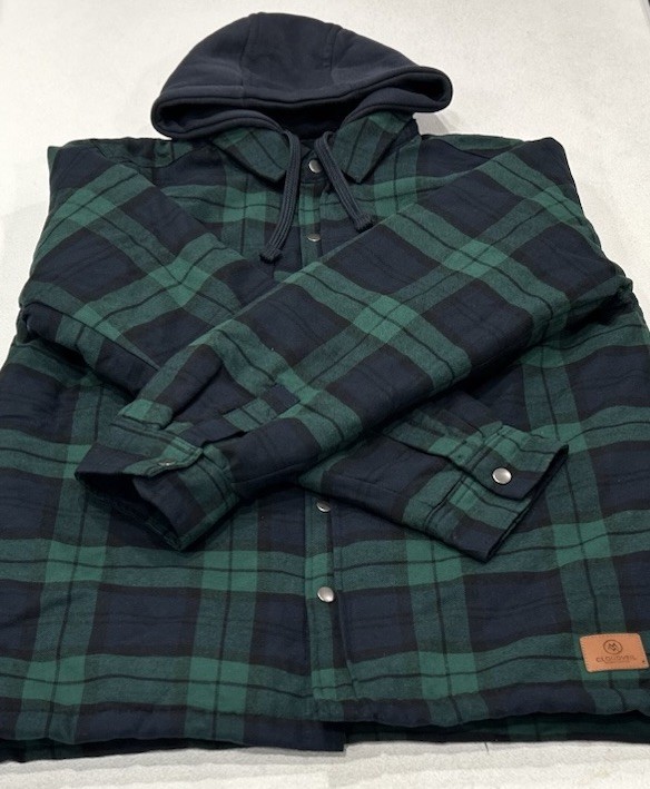 Cloudveil Mens Green Quilted Flannel Shirt Jacket Size Large