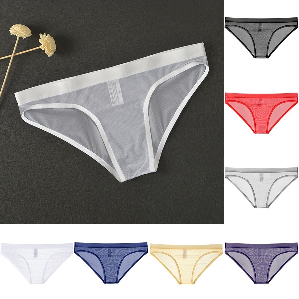 Breathable Underwear See-through Panties Underpants Bikini Mens Low Rise