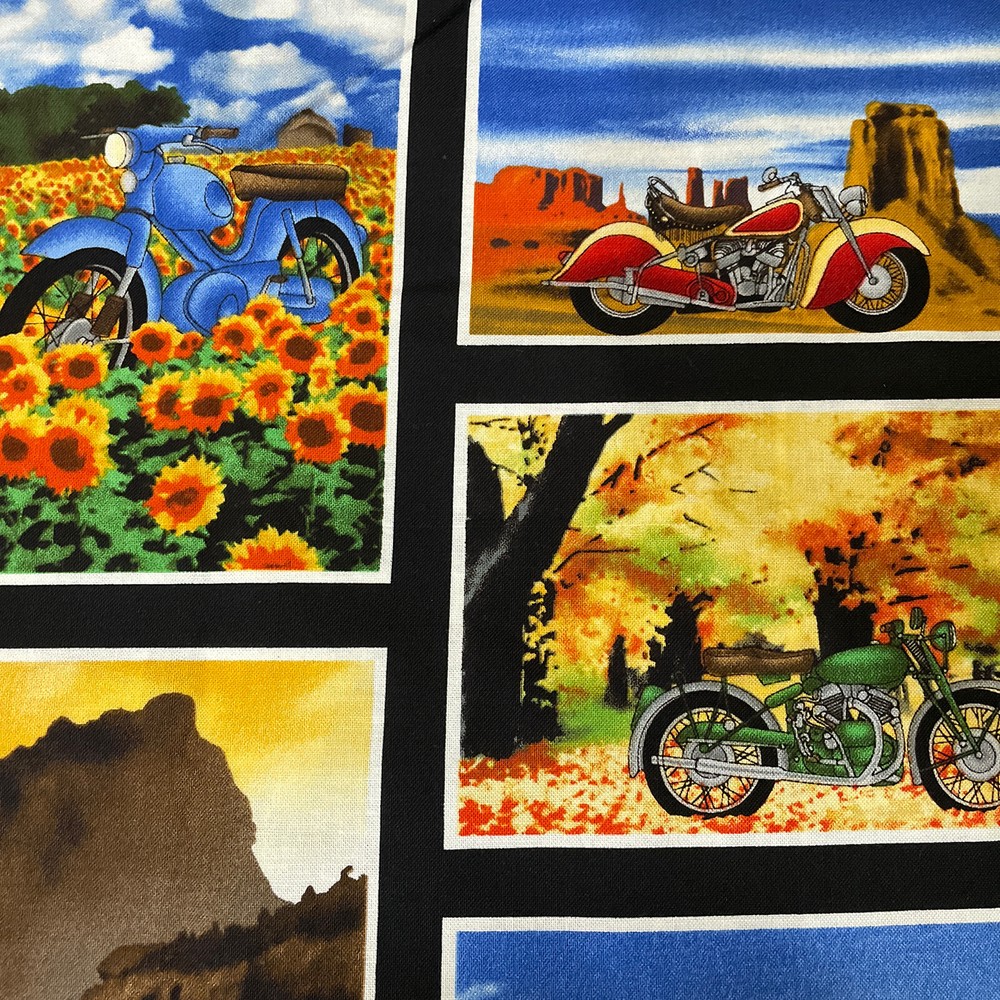 retro motorcycles bikes desert mini panel timeless treasures 1 yard
