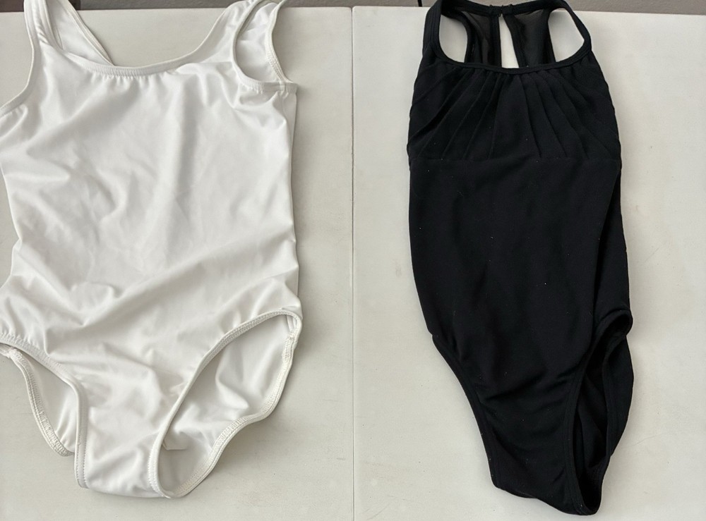 Girls Dance Leotard Lot Of 2 Size Large Ak Black/balera White