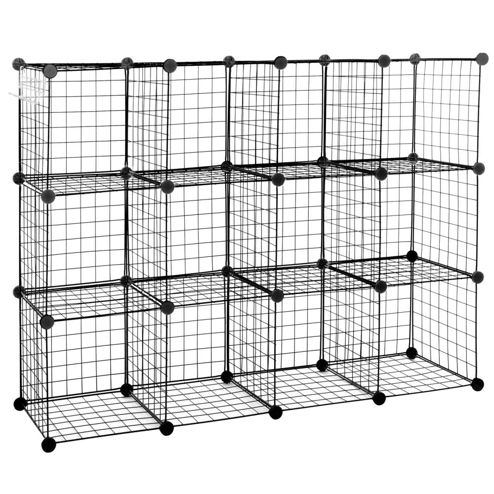 12-Cube Wire Storage Shelf Organizer for DIY Closet Cabinet Bookshelf