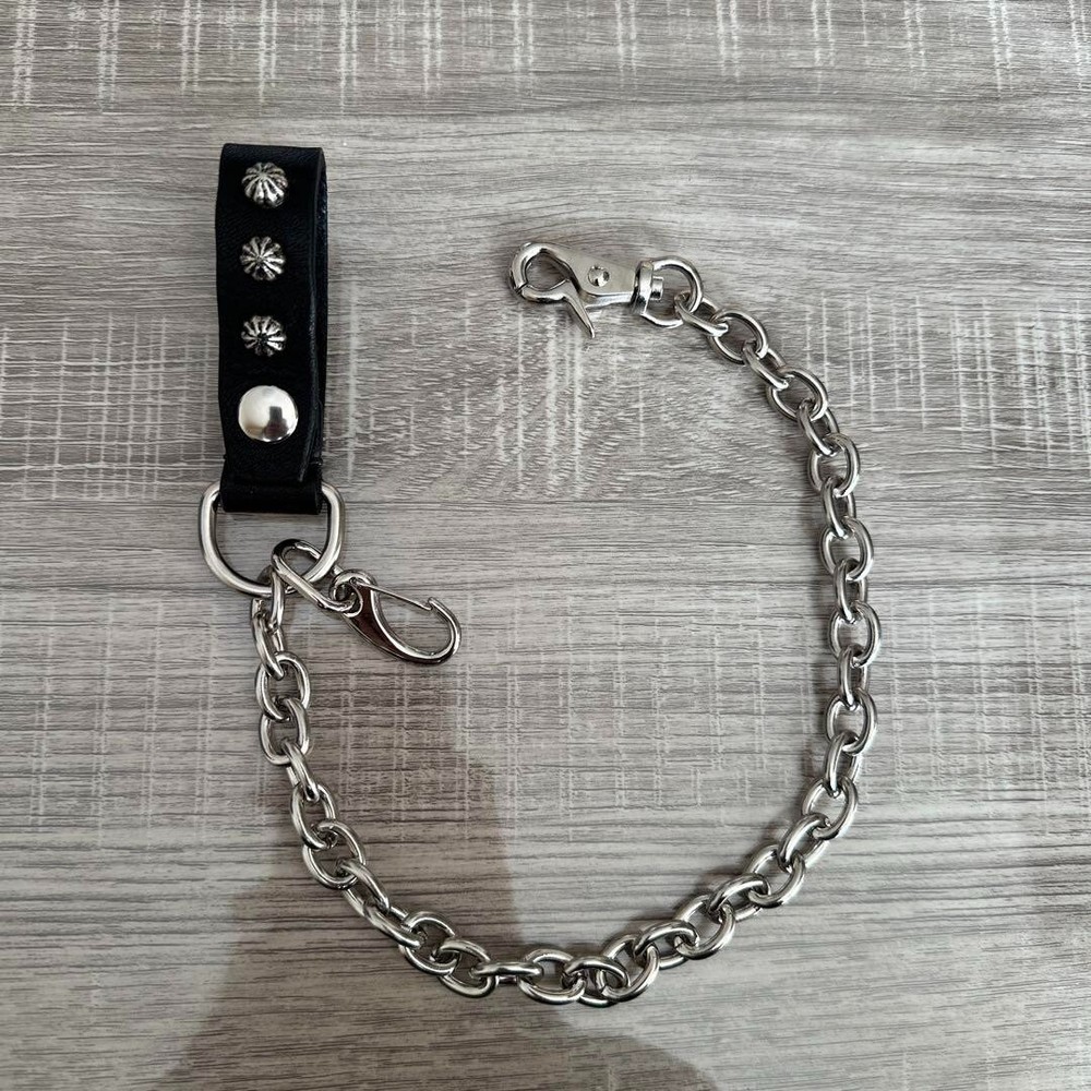 Chrome Hearts 48cm Leather Wallet Chain with Nickel Studs Preowned