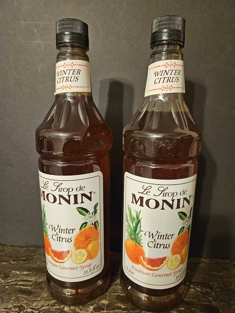 (2) Monin 1 Liter 33.8 oz Premium Flavor Syrup Winter Citrus Exp 10/25 Free Ship