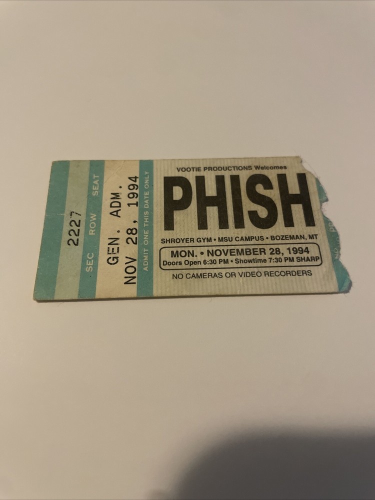 Phish Bozeman , MT MSU campus 11/26/1994 Ticket stub used