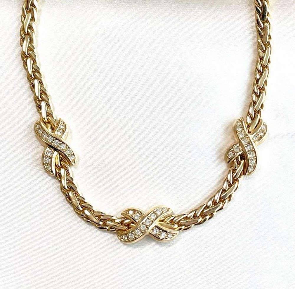 Vintage Christian Dior Gold Christmas Holiday Necklace Rare Collectible