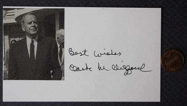 Truman JFK LBJ Carter Advisor Clark Clifford signed autographed photocard COOL--