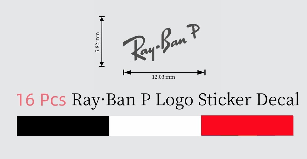 16 Pcs 1.2cm Ray Ban P Logo Vinyl Decals for Polarized Sunglasses Lenses