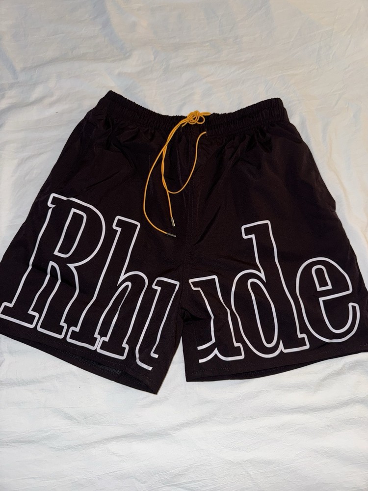 Rhude Dark Purple Black Logo Shorts Size Small