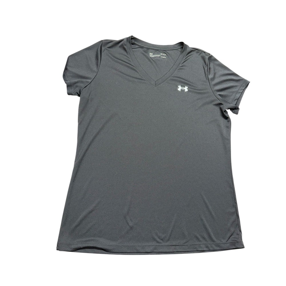 Under Armour HeatGear Loose Fit V-Neck T-Shirt Gray Size LG Athletic