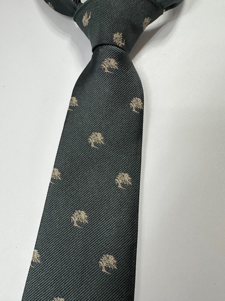 Robert Talbott Grey Silk Tie with Tree Motif Hand Sewn in USA