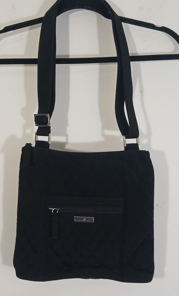 Vera Bradley Crossbody Handbag Purse Hipster Top Zip Black Quilted Bag