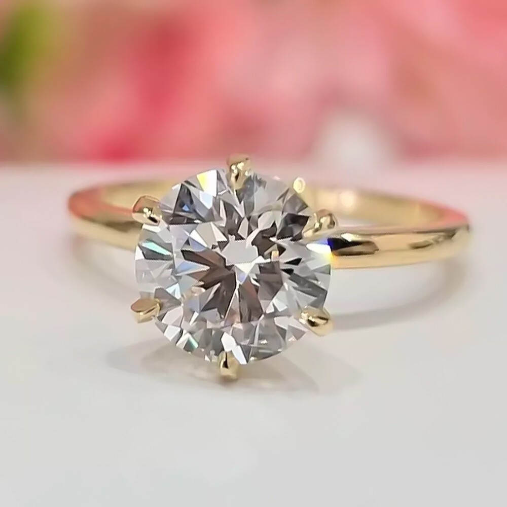 Certified 3.40 Ct White Diamond Solitaire 925 Sterling Silver Statement Ring