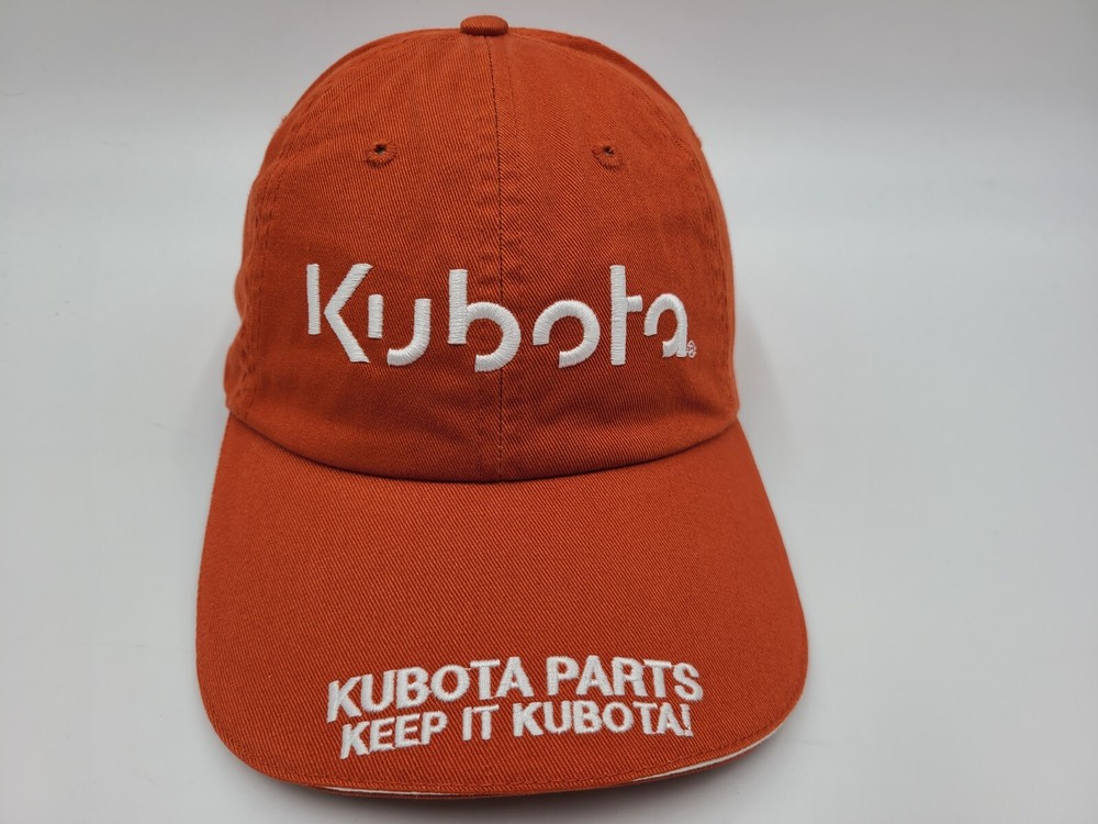 Kubota Parts K-Products Adjustable Hat Cap Farm Equipment Tractors Orange White