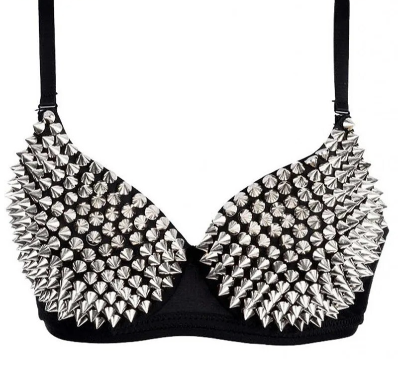 Sexy Rhinestone Bra Top Gold Silver Plunge Bralette Sequin Lingerie Women Gift