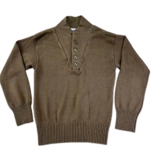 DSCP Garrison Collection Sweater Mens Small Brown US Military OD 5 Button