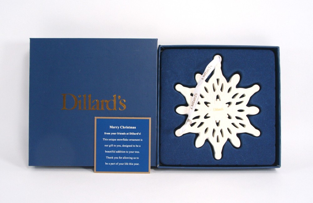 Dillards 2022 White Ceramic Snowflake Christmas Tree Ornament - New