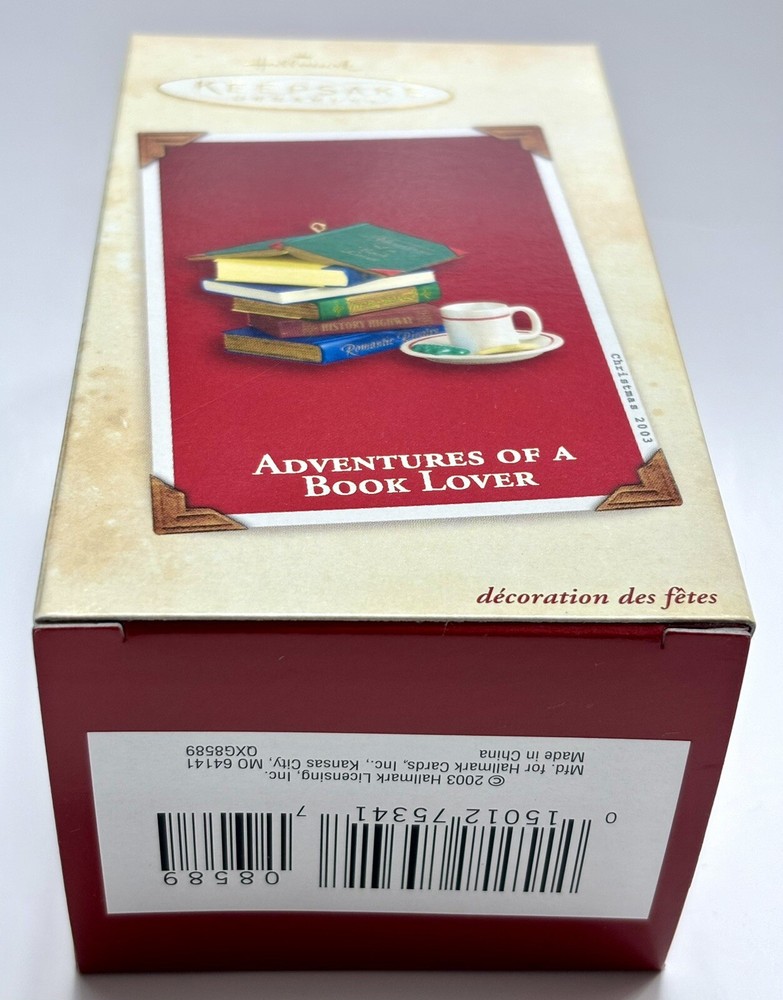 *NEVER OPENED* - 2003 Hallmark Keepsake Ornament - ADVENTURES OF A BOOK LOVER