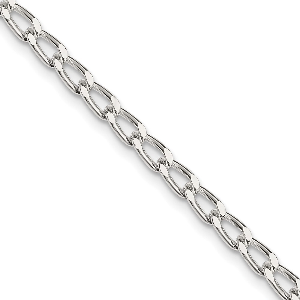 925 Sterling Silver 3.2mm Polished Open Link Charm Anklet with Lobster Clasp 10 Inch