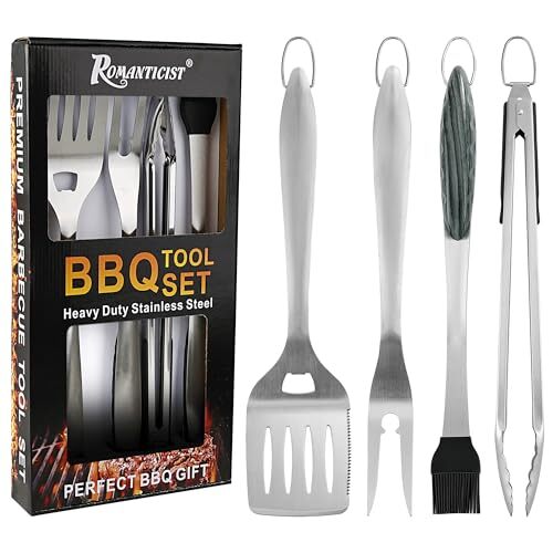 4pc Heavy Duty Grill Accessories for Top Chef - Professional Grill Tools Gray