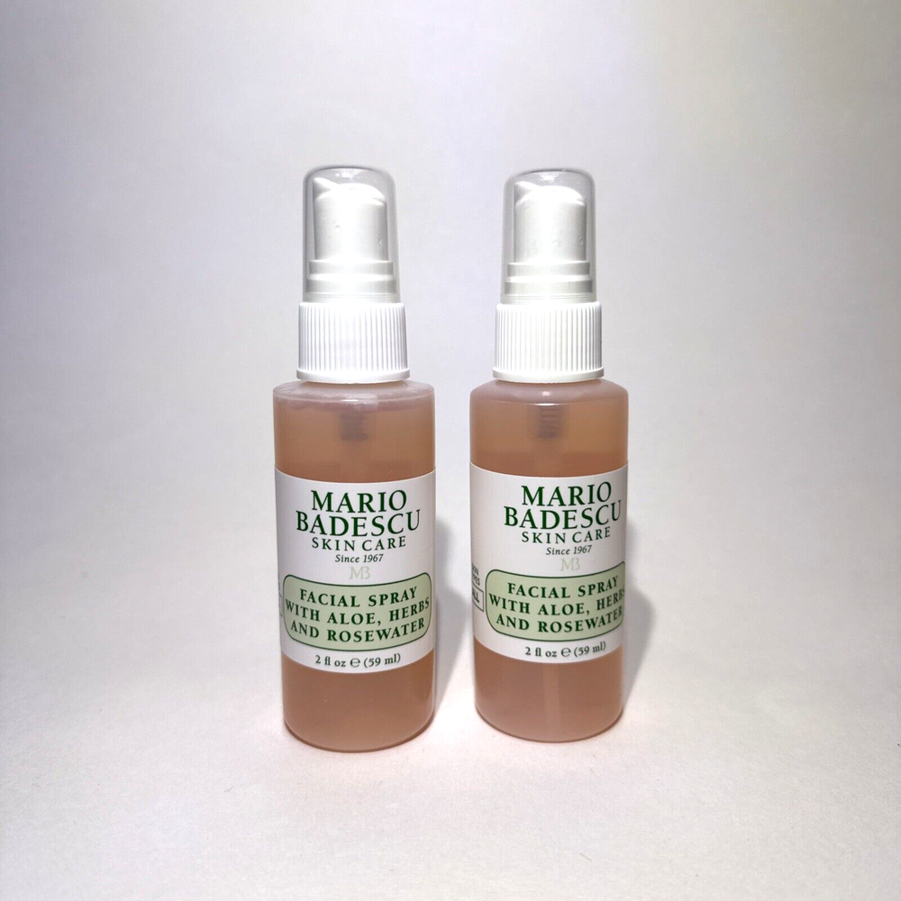 LOT 2 Mario Badescu Facial Spray w/ Aloe, Herbs & Rosewater Travel Size 2oz/59mL