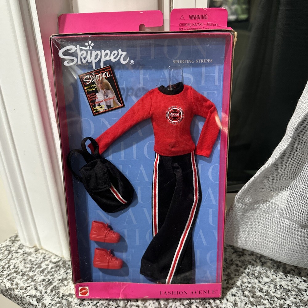 Vintage 1999 Barbie Skipper Fashion Avenue Sporting Stripes Outfit Mattel 25753