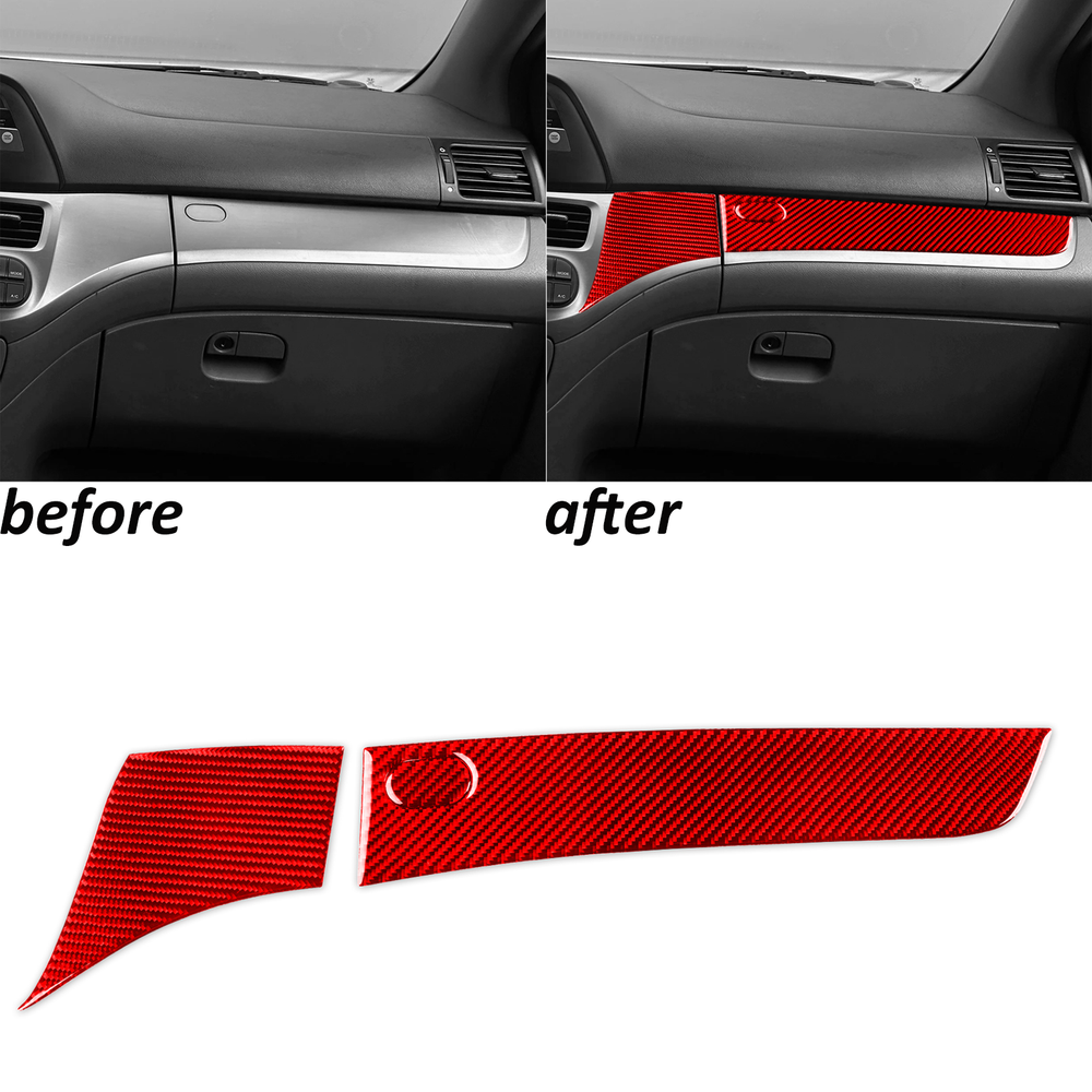 3Pcs Red Carbon Fiber Co-pilot Dashboard Panel Trim For Honda Odyssey 2005-2010