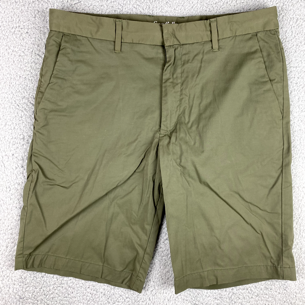 Goodfellow Men's 32 Olive Green Tech Chino Shorts 10.5 Inch Wicking Hiking Golf