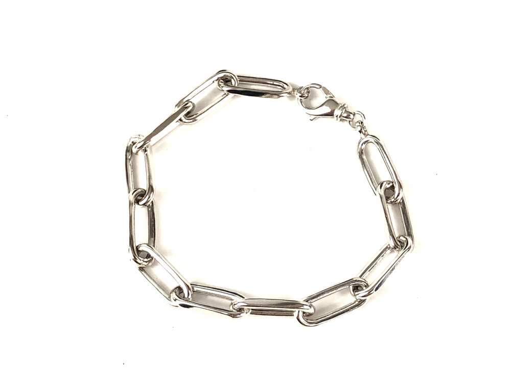 Paperclip Link Sterling Silver 925 Bracelet 9