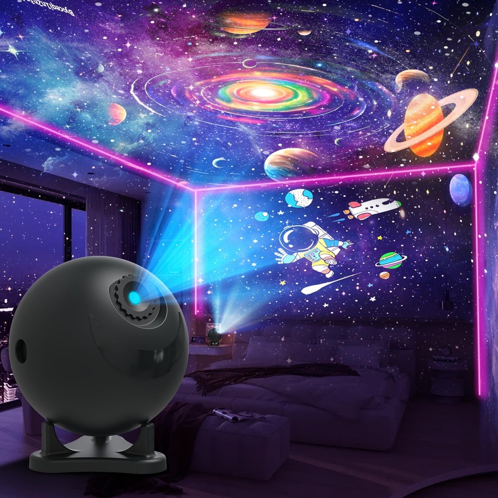 Galaxy Star Projector Night Light, 12 Film Discs, Ultra HD Projection, Whispe...