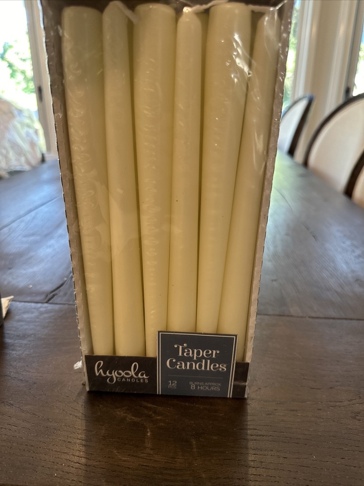 Hyoola 24 Pack 10 Inch Ivory Unscented Dripless Taper Dinner Candles