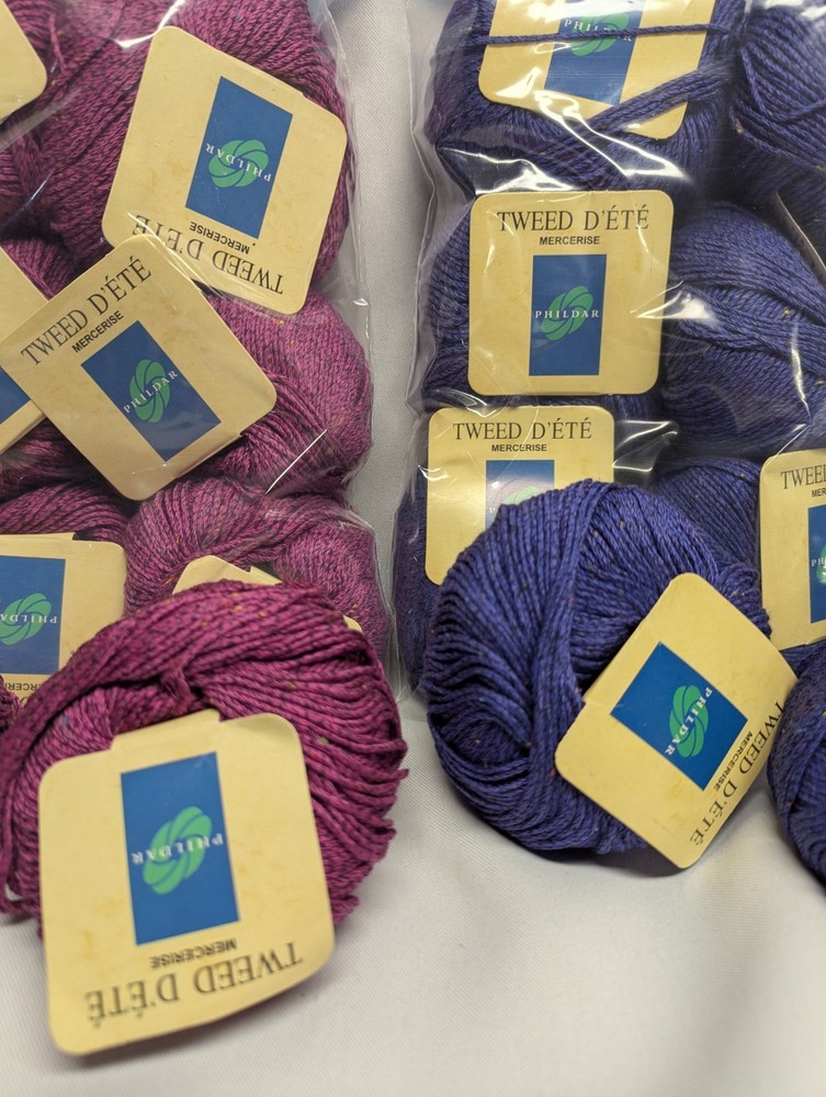 Phildar Tweed D' Été 85% Cotton 15% Polyester 2 Color ways lot of 22 balls.