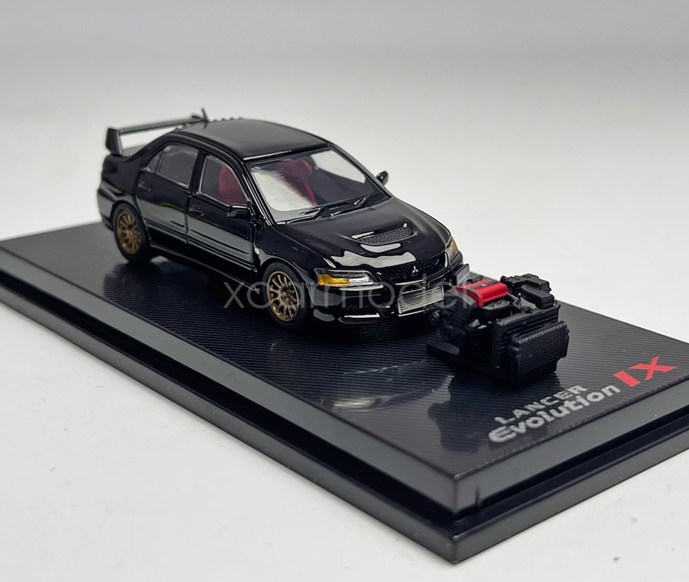 For CM 1:64 Black EVO Lancer 9 IX Engine Sports Diecast Metal Toy Collection