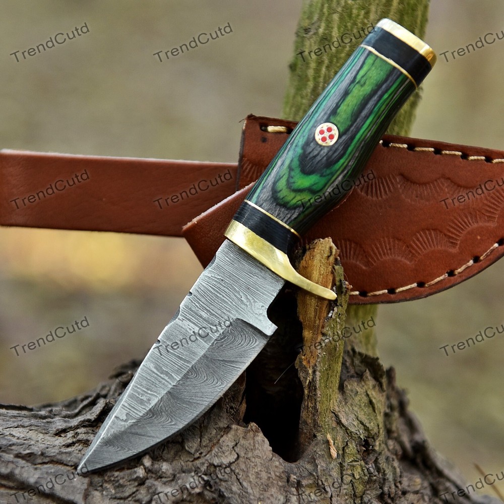 Custom Damascus Steel Fixed Blade Skinner Hunting Knife High-Quality ha24