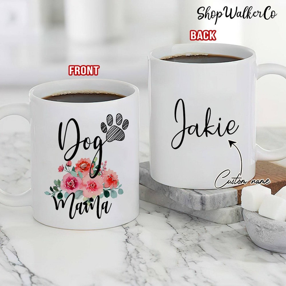 Custom Dog Mom Coffee Mug - Personalized Name Gift for Dog Lovers