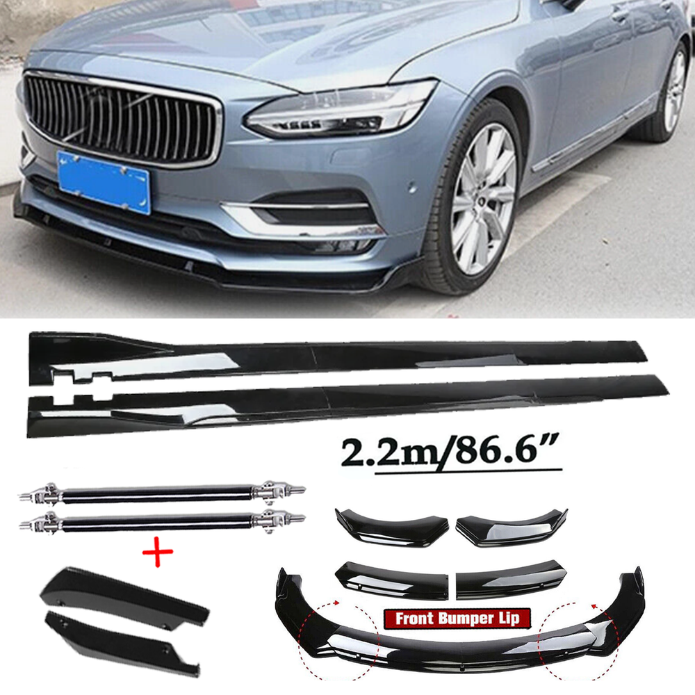 Volvo S40 S70 S80 S90 Front Bumper Spoiler Body Kit with Glossy Black Side Skirts