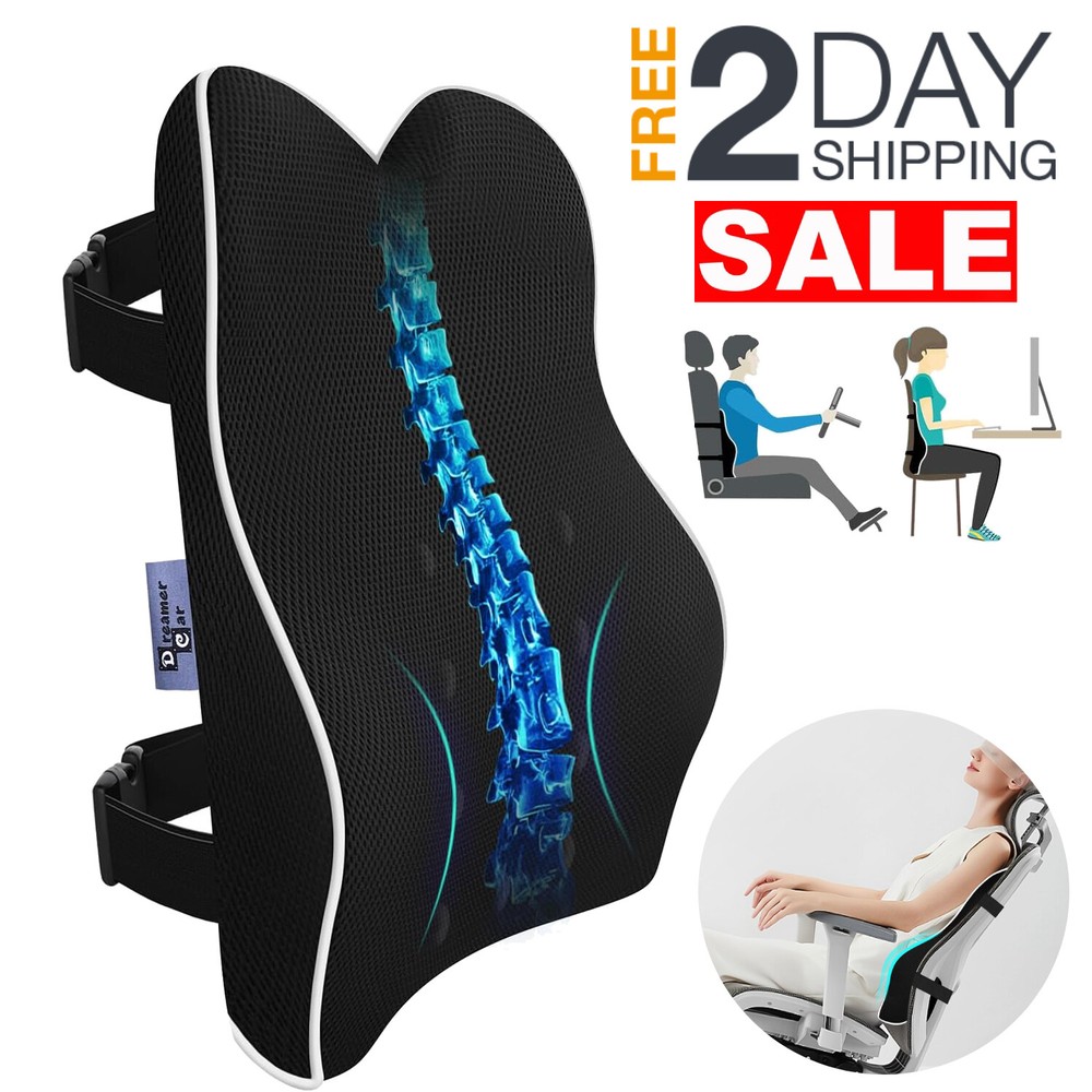 Almohada De Memory Foam Apoyo Lumbar Para Silla Carro Oficina El Dolor Espalda