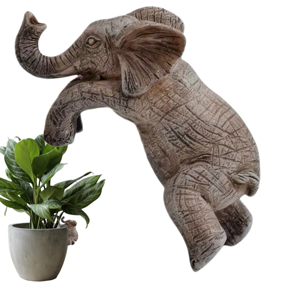 Elephant Animal Edge Figurine Hang Resin Elephant Flower Pot Hugger Decoration