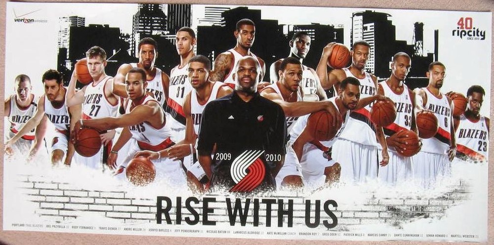 2009-10 Portland Trailblazers TEAM POSTER Game Handout Blazers