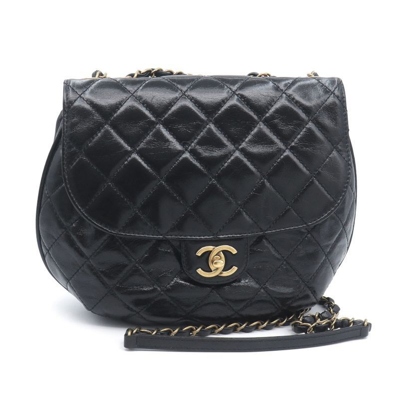 Chanel Half Moon 20th Matelasse Chain Shoulder Bag Black 223597